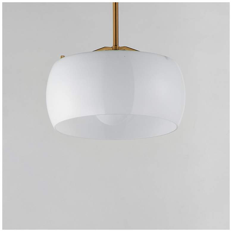 Image 4 Maxim Glazed 11" White/Natural Aged Brass Single Pendant more views