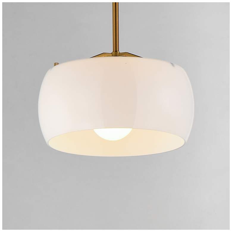 Image 5 Maxim Glazed 11" White/Natural Aged Brass Single Pendant more views