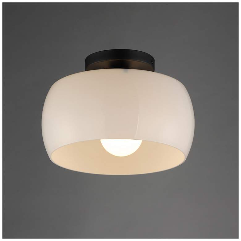 Image 3 Maxim Glazed 11" Wide White/Black Ceiling Light more views