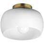 1_Maxim Glazed 11" Wide White/Natural Aged Brass Ceiling Light