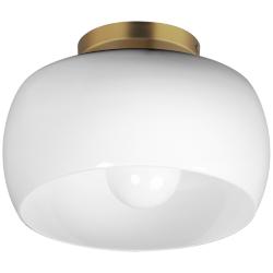 Maxim Glazed 11" Wide White/Natural Aged Brass Ceiling Light