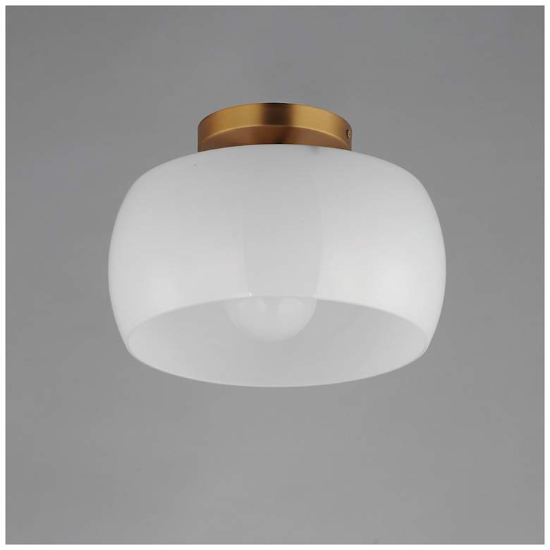 Image 2 Maxim Glazed 11" Wide White/Natural Aged Brass Ceiling Light more views