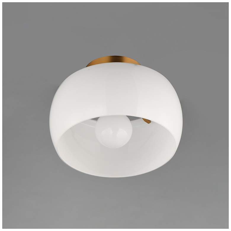 Image 4 Maxim Glazed 11" Wide White/Natural Aged Brass Ceiling Light more views