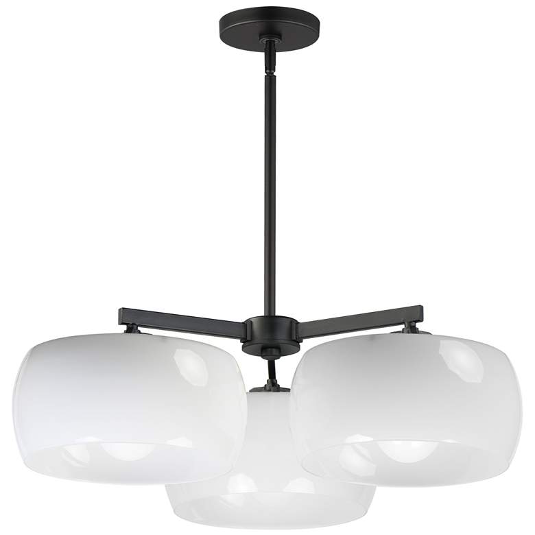 Image 1 Maxim Glazed 26" White/Black 3-Light Chandelier