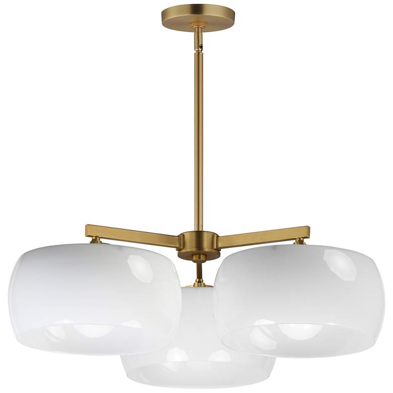 Image 1 Maxim Glazed 26" White/Natural Aged Brass 3-Light Chandelier