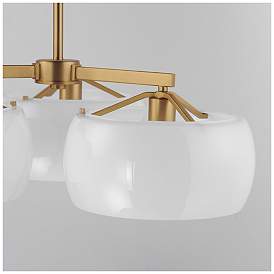 Image5 of Maxim Glazed 26" White/Natural Aged Brass 3-Light Chandelier more views
