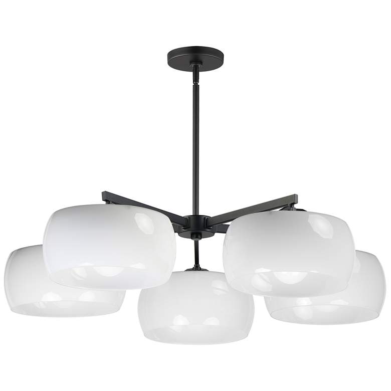 Image 1 Maxim Glazed 36" Wide White/Black 5-Light Chandelier