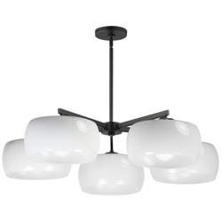 Maxim Glazed 36" Wide White/Black 5-Light Chandelier