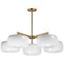 1_Maxim Glazed 36" Wide White/Natural Aged Brass 5-Light Chandelier