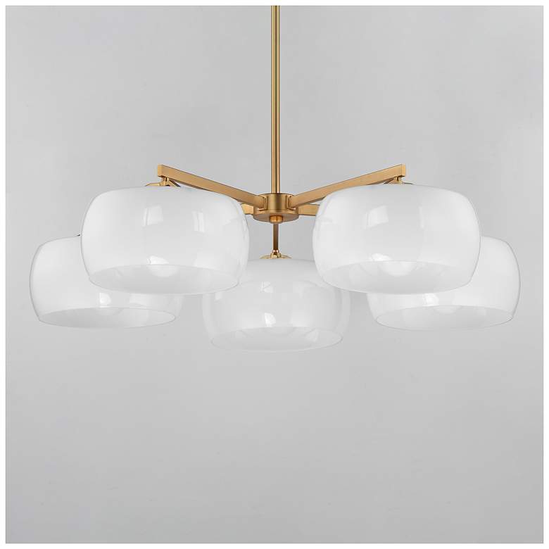 Image 2 Maxim Glazed 36" Wide White/Natural Aged Brass 5-Light Chandelier more views