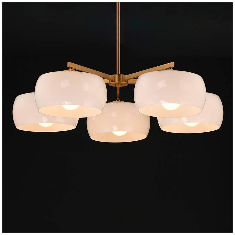 Image 3 Maxim Glazed 36" Wide White/Natural Aged Brass 5-Light Chandelier more views