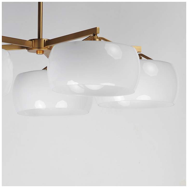 Image 4 Maxim Glazed 36" Wide White/Natural Aged Brass 5-Light Chandelier more views