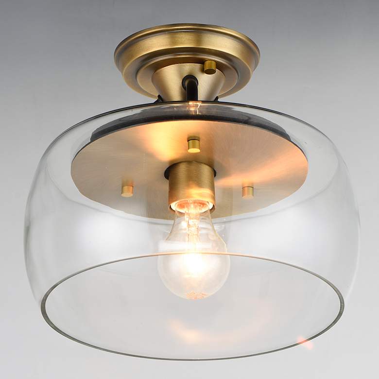Image 1 Maxim Goblet 11" Wide 1-Light Bronze Brass Clear Glass Ceiling Light