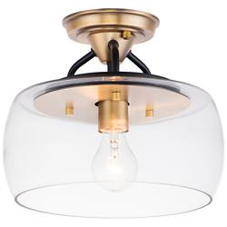 Maxim Goblet 11" Wide Bronze and Antique Brass Ceiling Light