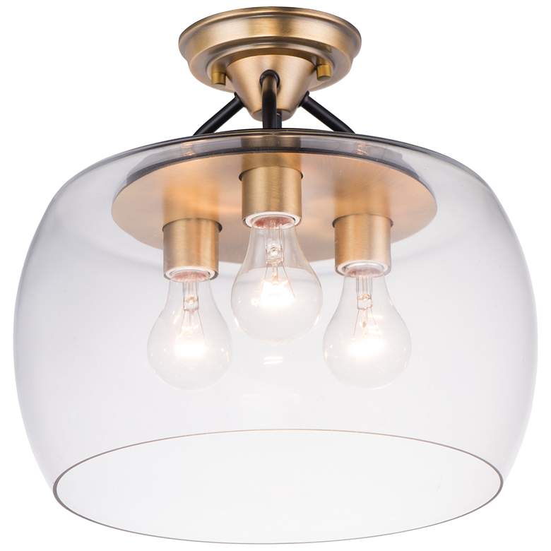 Image 1 Maxim Goblet 13.5" Wide Brass and Clear Glass Semi-Flush Ceiling Light