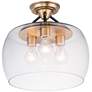 Maxim Goblet 13.5" Wide Brass and Clear Glass Semi-Flush Ceiling Light