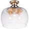 Maxim Goblet 13.5" Wide Brass and Clear Glass Semi-Flush Ceiling Light