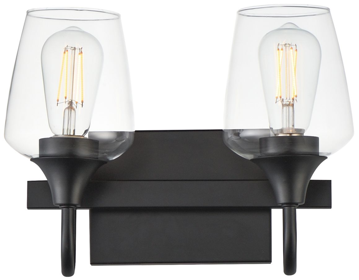 Maxim Goblet 14" Wide Black 2-Light Wall Sconce