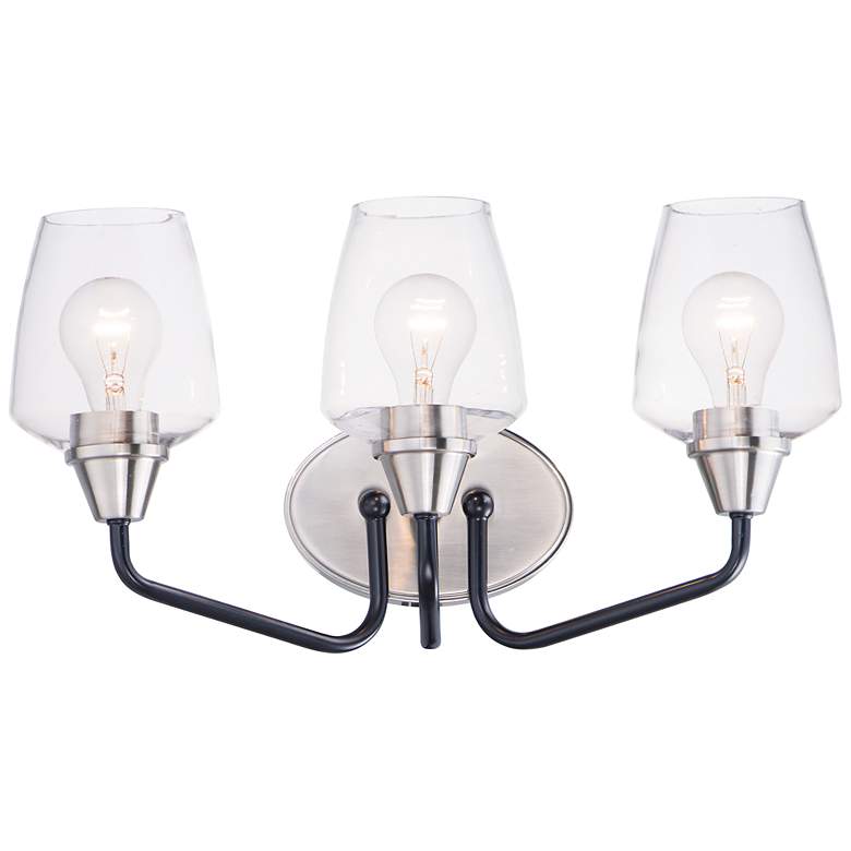 Image 1 Maxim Goblet 18 inch Wide Satin Nickel 3-Light Bath Light