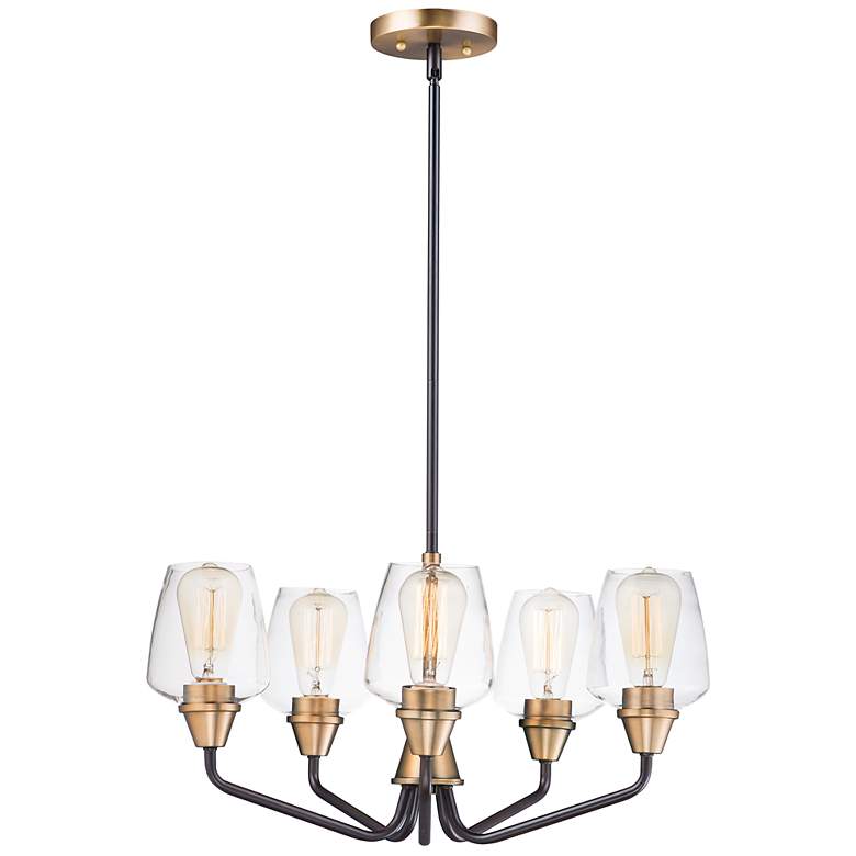 Image 2 Maxim Goblet 23" Wide Bronze and Brass 5-Light Chandelier