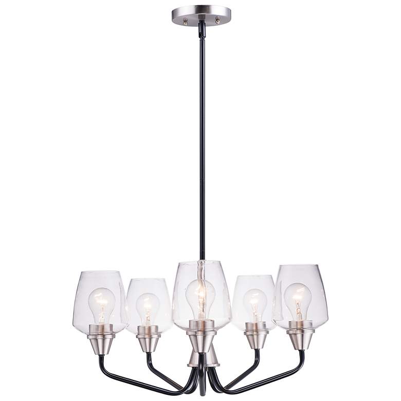 Image 2 Maxim Goblet 23 inchW Black and Satin Nickel 5-Light Chandelier