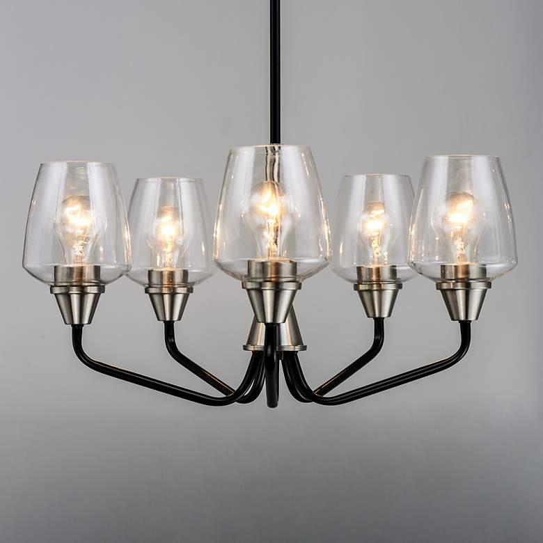 Image 1 Maxim Goblet 23"W Black and Satin Nickel 5-Light Chandelier