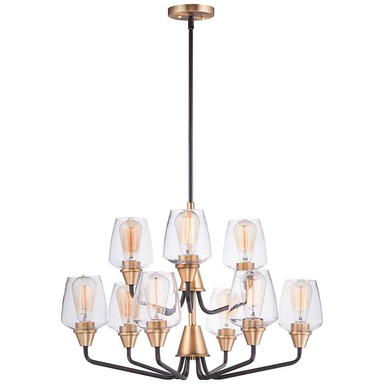 Image 2 Maxim Goblet 27" Wide Bronze and Brass 9-Light Chandelier