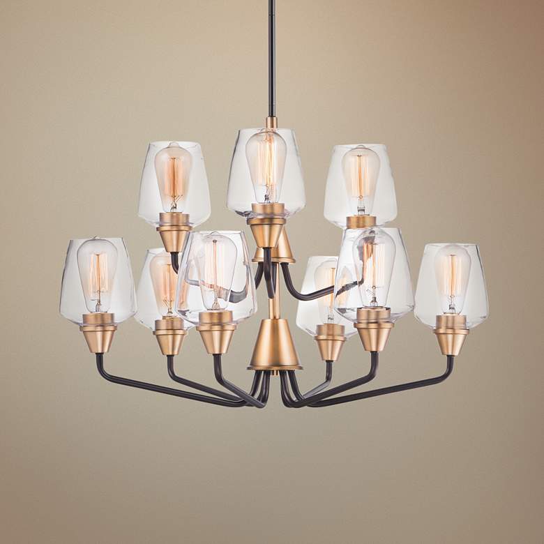Image 1 Maxim Goblet 27" Wide Bronze and Brass 9-Light Chandelier