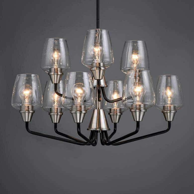 Image 1 Maxim Goblet 27"W Black and Satin Nickel 9-Light Chandelier