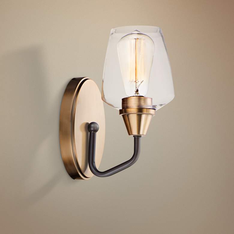 Image 1 Maxim Goblet 9 1/2" High Antique Brass Wall Sconce