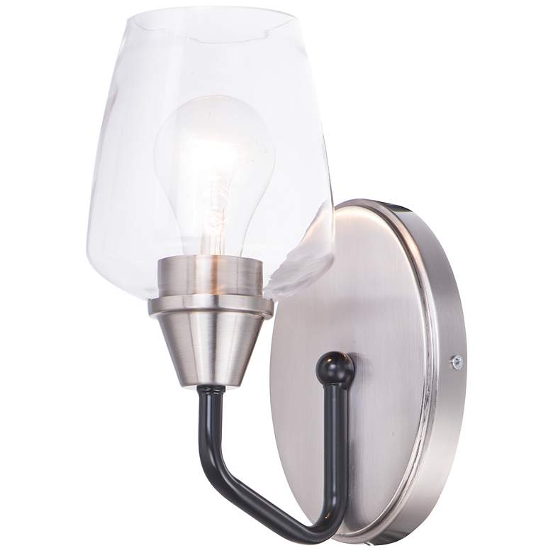 Image 1 Maxim Goblet 9 1/2" High Satin Nickel Wall Sconce