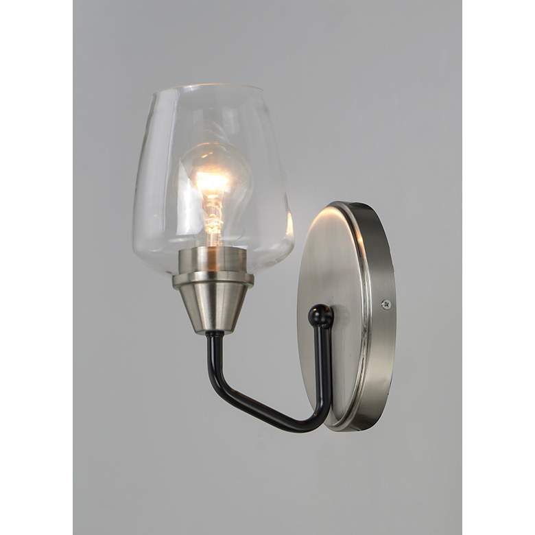 Image 2 Maxim Goblet 9 1/2 inch High Satin Nickel Wall Sconce more views