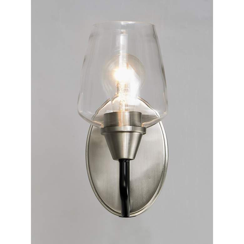 Image 3 Maxim Goblet 9 1/2" High Satin Nickel Wall Sconce more views