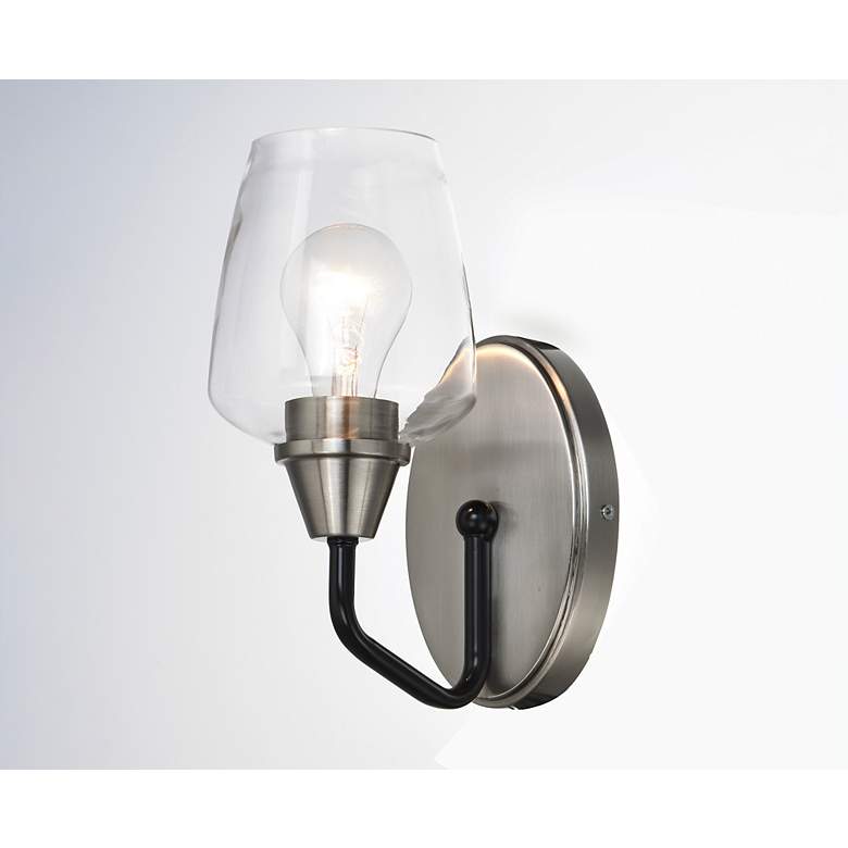 Image 4 Maxim Goblet 9 1/2" High Satin Nickel Wall Sconce more views