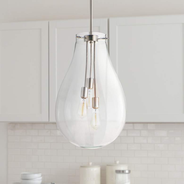 Image 1 Maxim Gourd 15 3/4" Wide Satin Nickel 3-Light Pendant Light