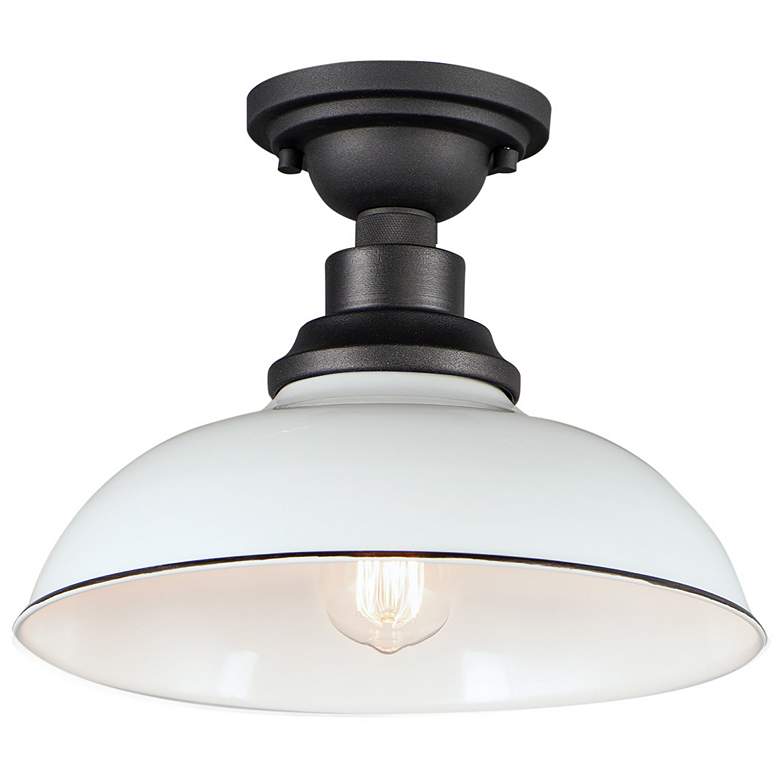 Image 2 Maxim Granville 12" Wide Black White Metal Ceiling Light