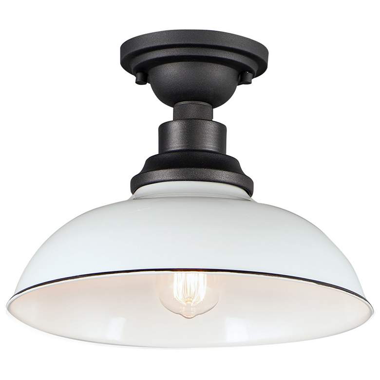 Image 1 Maxim Granville 12 inch Wide Black White Metal Ceiling Light