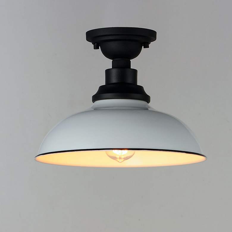 Image 1 Maxim Granville 12" Wide Black White Metal Ceiling Light