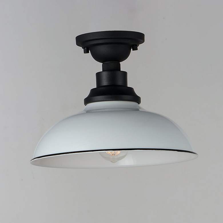 Image 2 Maxim Granville 12 inch Wide Black White Metal Ceiling Light more views