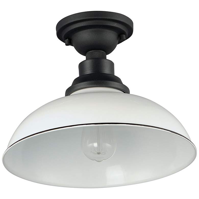 Image 3 Maxim Granville 12 inch Wide Black White Metal Ceiling Light more views