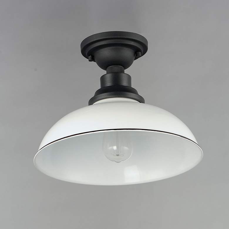 Image 4 Maxim Granville 12" Wide Black White Metal Ceiling Light more views