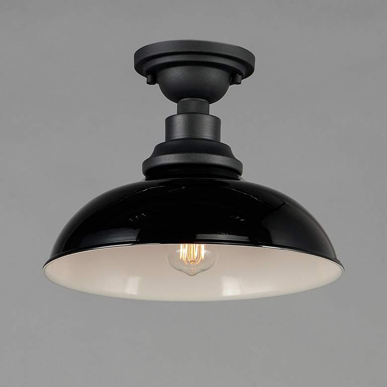 Image 1 Maxim Granville 12" Wide Gloss Black Outdoor Ceiling Light