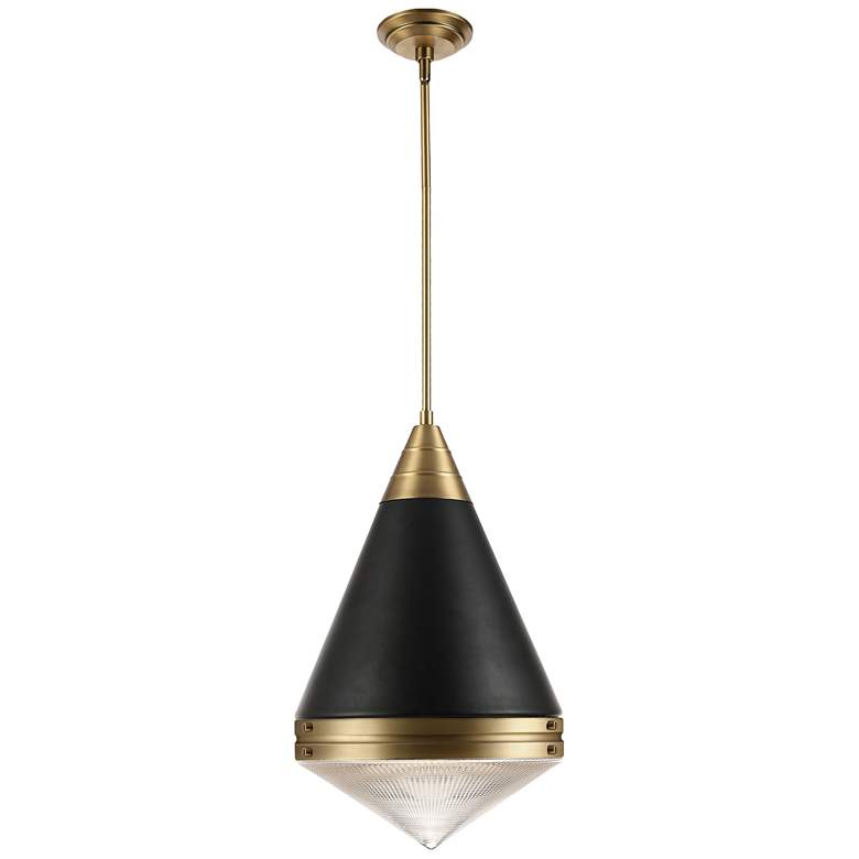 Image 1 Maxim Hargreaves 13 1/2" Wide Black and Brass Pendant Light