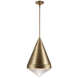 Maxim Hargreaves 13 1/2" Wide Natural Aged Brass 1-Light Pendant