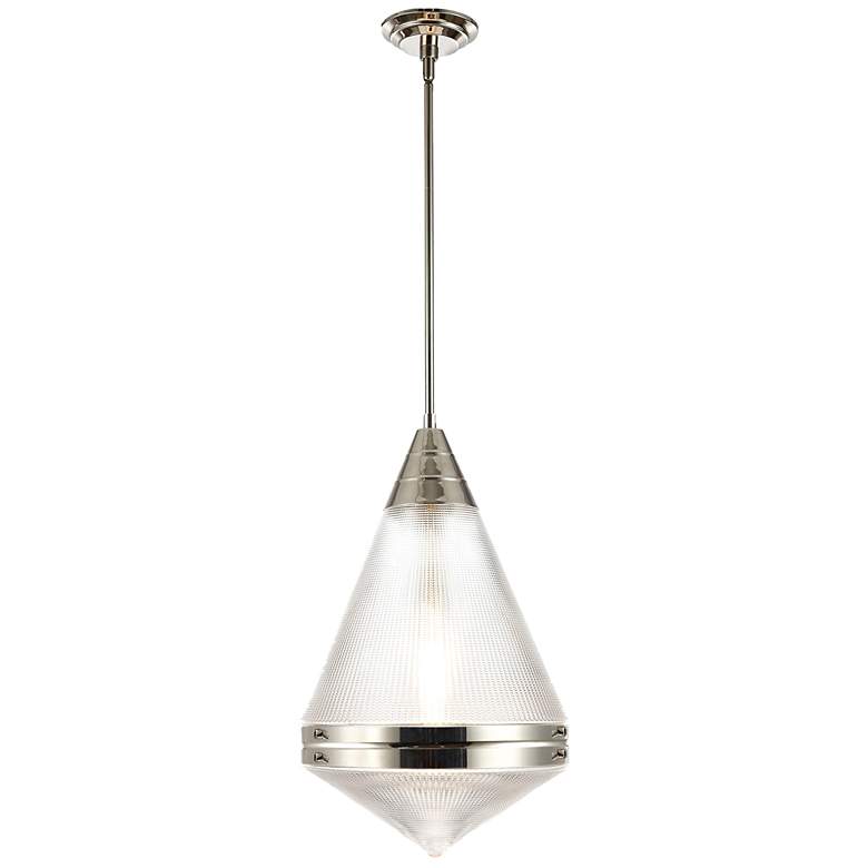 Image 1 Maxim Hargreaves 13 1/2" Wide Polished Nickel 1-Light Pendant