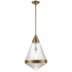 Maxim Hargreaves 13 1/2" Wide Prairie Rib Frost/Brass 1-Light Pendant