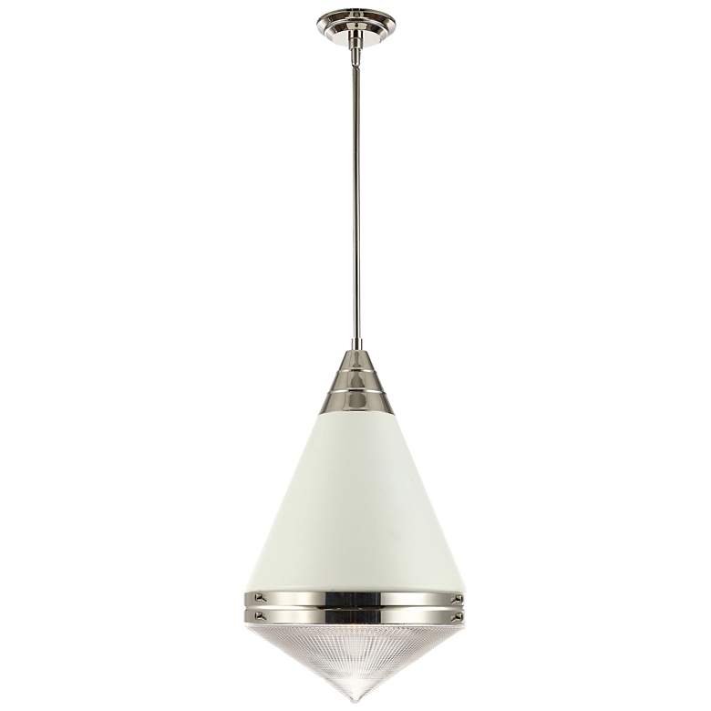 Image 1 Maxim Hargreaves 13 1/2" Wide White/Polished Nickel 1-Light Pendant