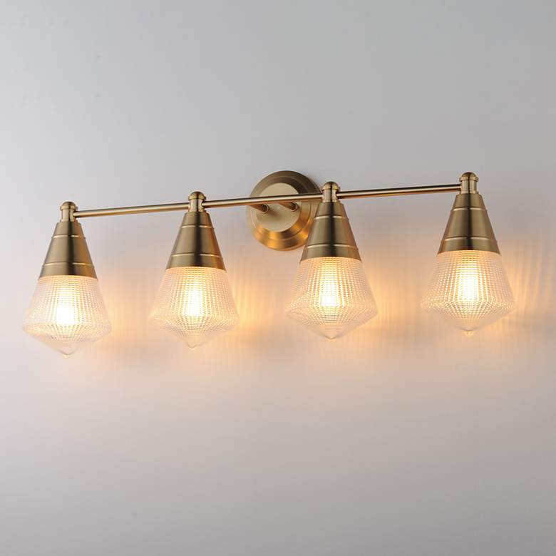 Image 5 Maxim Hargreaves 33 1/4" Wide Natural Aged Brass 4-Light Bath Vanity more views