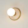 4_Maxim Hollywood 5" Wide Stone Aged Brass White Alabaster Wall Sconce more views