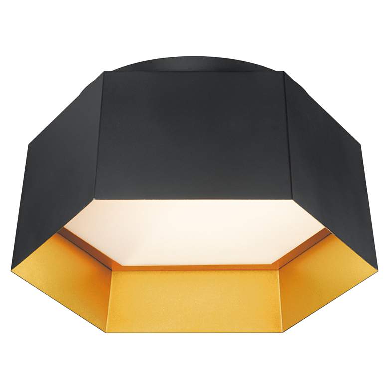 Maxim Honeycomb 16&quot; Wide Black and Gold LED Ceiling Light